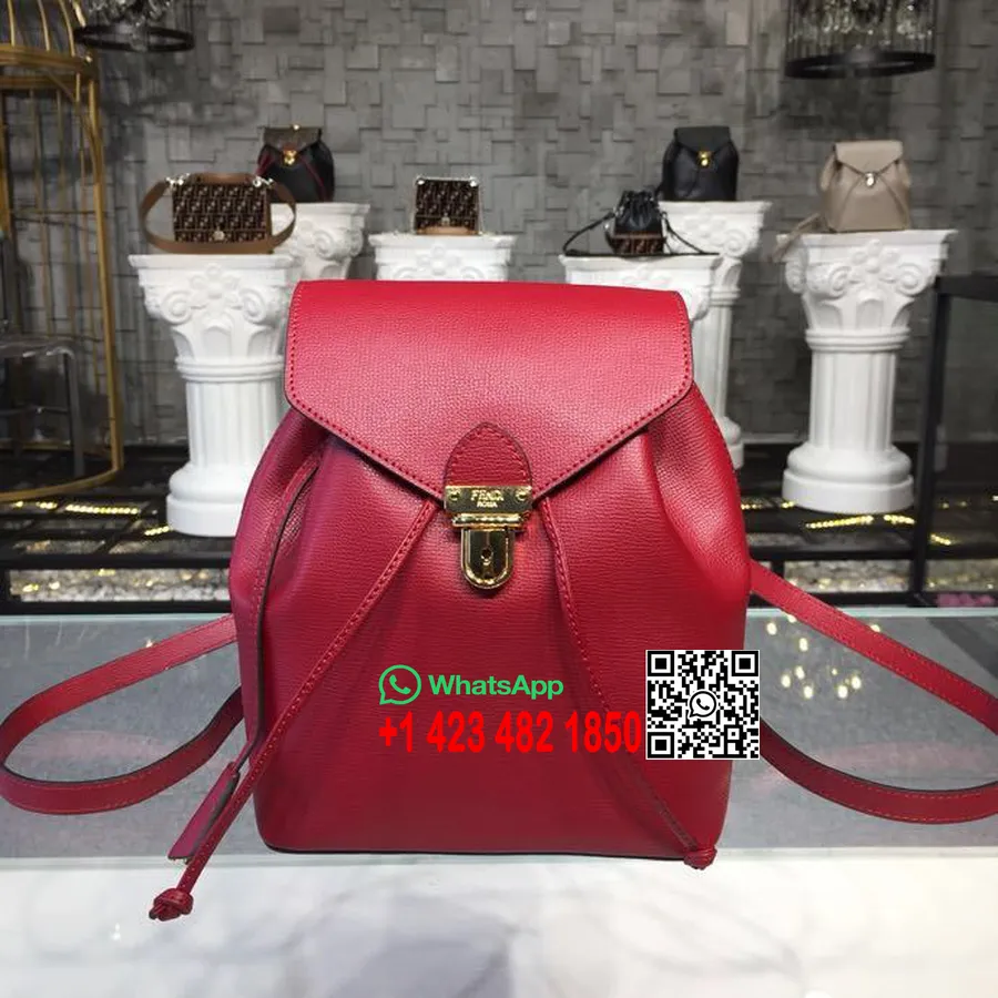 Rucksack Mit Fendi-F-Logo, Kalbsleder, 26 Cm, Pre-Fall-Kollektion 2018, Rot