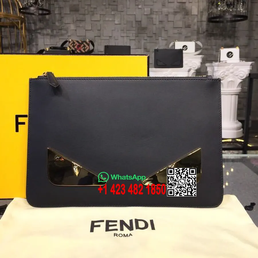 Fendi Selleria Plated Monster Pouch 30cm чанта колекция пролет/лято 2018, черна