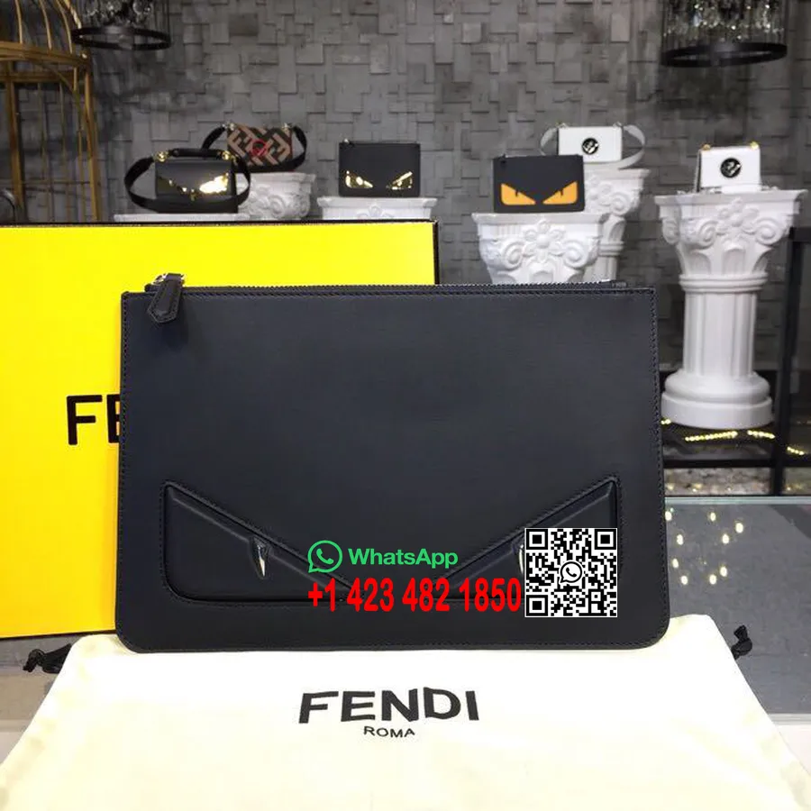 чанта Fendi Selleria Monster Pouch 30cm колекция пролет/лято 2018, черна