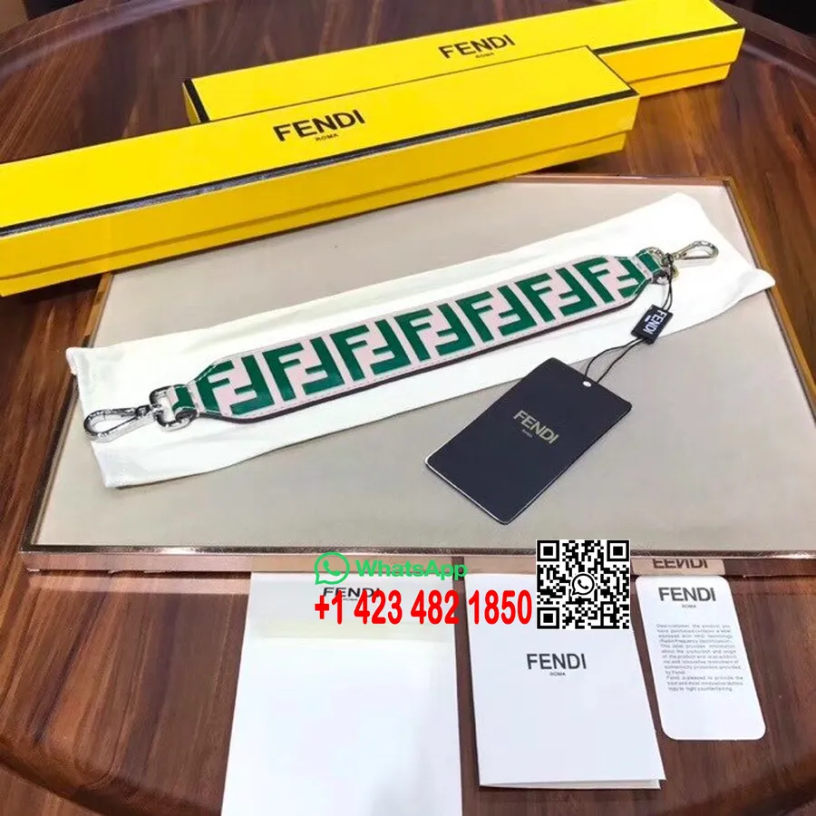 Fendi Strap You FF Logo Tali Tas Panjang 40Cm Kulit Anak Sapi Koleksi Musim Gugur/Dingin 2018 Merah Muda/Turquoise