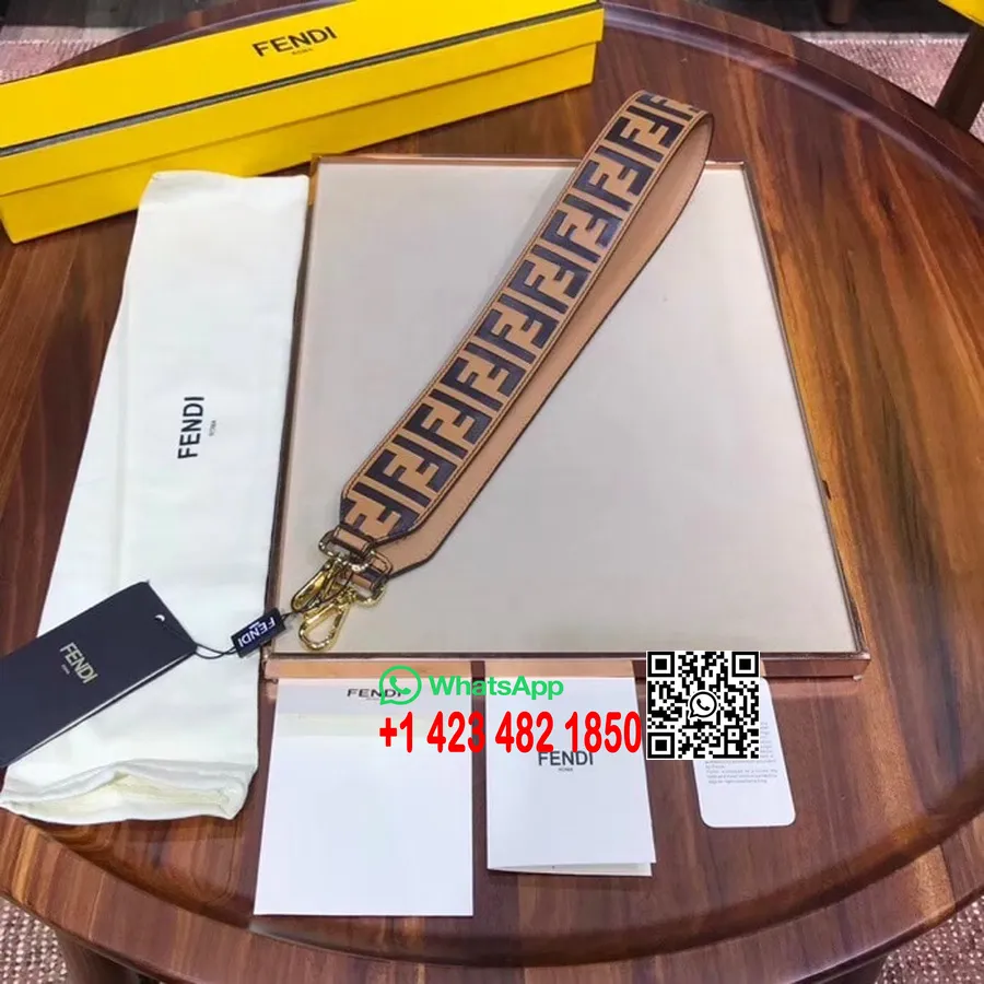 Fendi Strap You FF Logo Tali Tas Panjang 90Cm Kulit Anak Sapi Koleksi Musim Gugur/Dingin 2018 Coklat