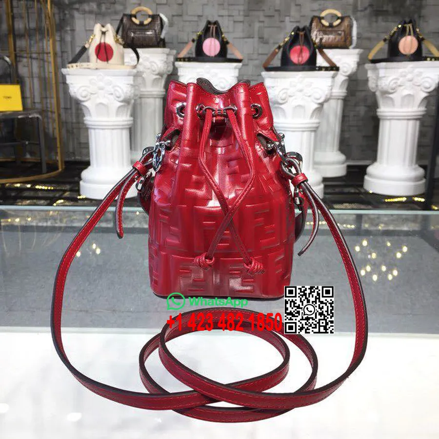 Fendi ανάγλυφο Ff Mon Tresor Bucket Bag δέρμα μοσχαριού 18cm συλλογή φθινόπωρο/χειμώνας 2018 κόκκινο