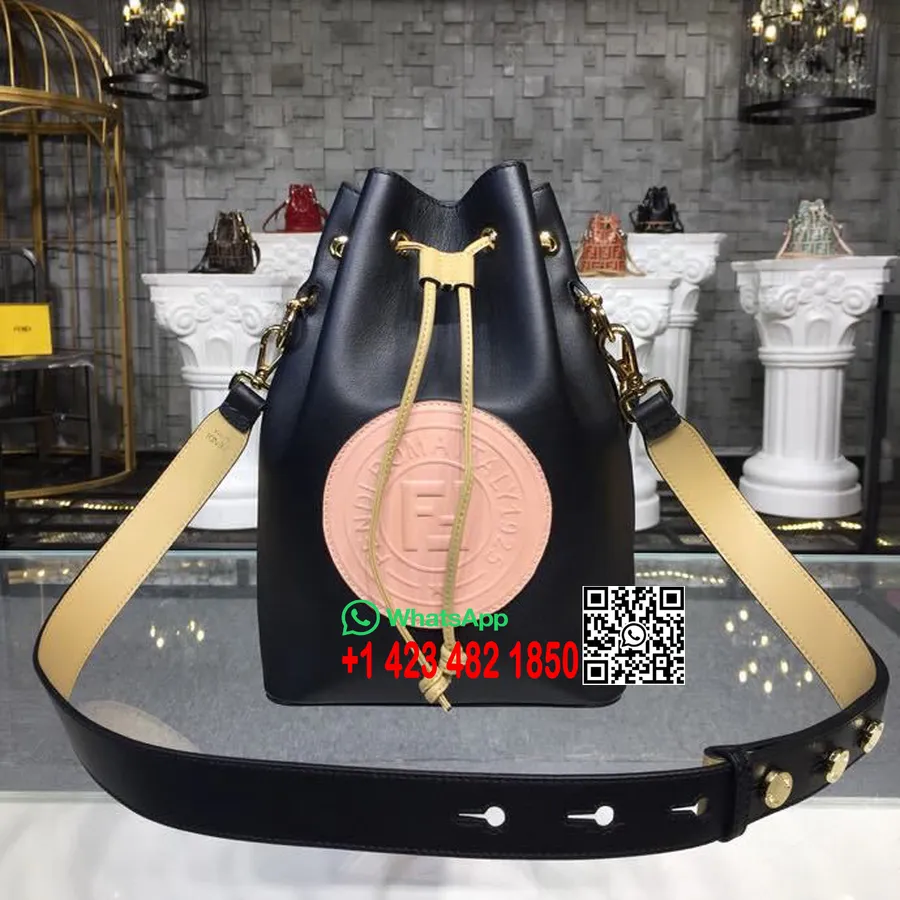 Fendi Mon Tresor Bucket Bag Kalfsleer 18cm Herfst/winter Collectie 2018 Zwart/perzik