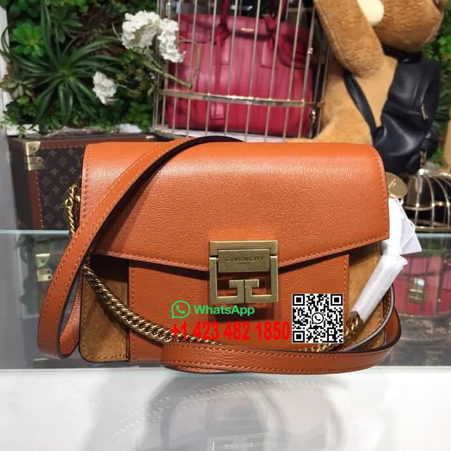 Bolso De Hombro Givenchy Gv3 22 Cm Piel De Becerro Granulada Colección Primavera/verano 2018, Naranja