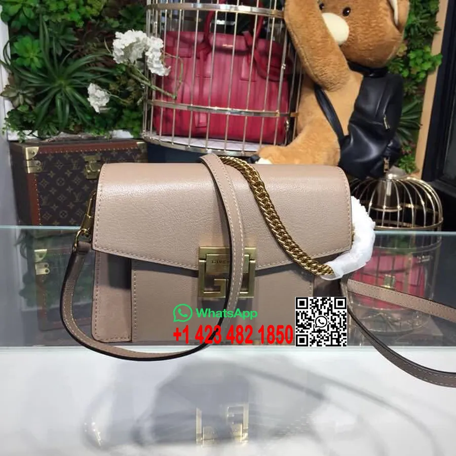 Sac Bandoulière Gavechy Gv3 22cm Cuir De Veau Grainé Collection Printemps/été 2018, Beige