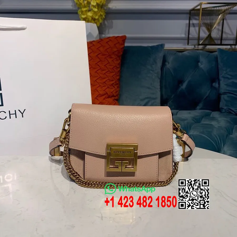 Sac Bandoulière Gavechy Gv3 18cm Cuir De Veau Collection Automne/hiver 2019, Rose Clair