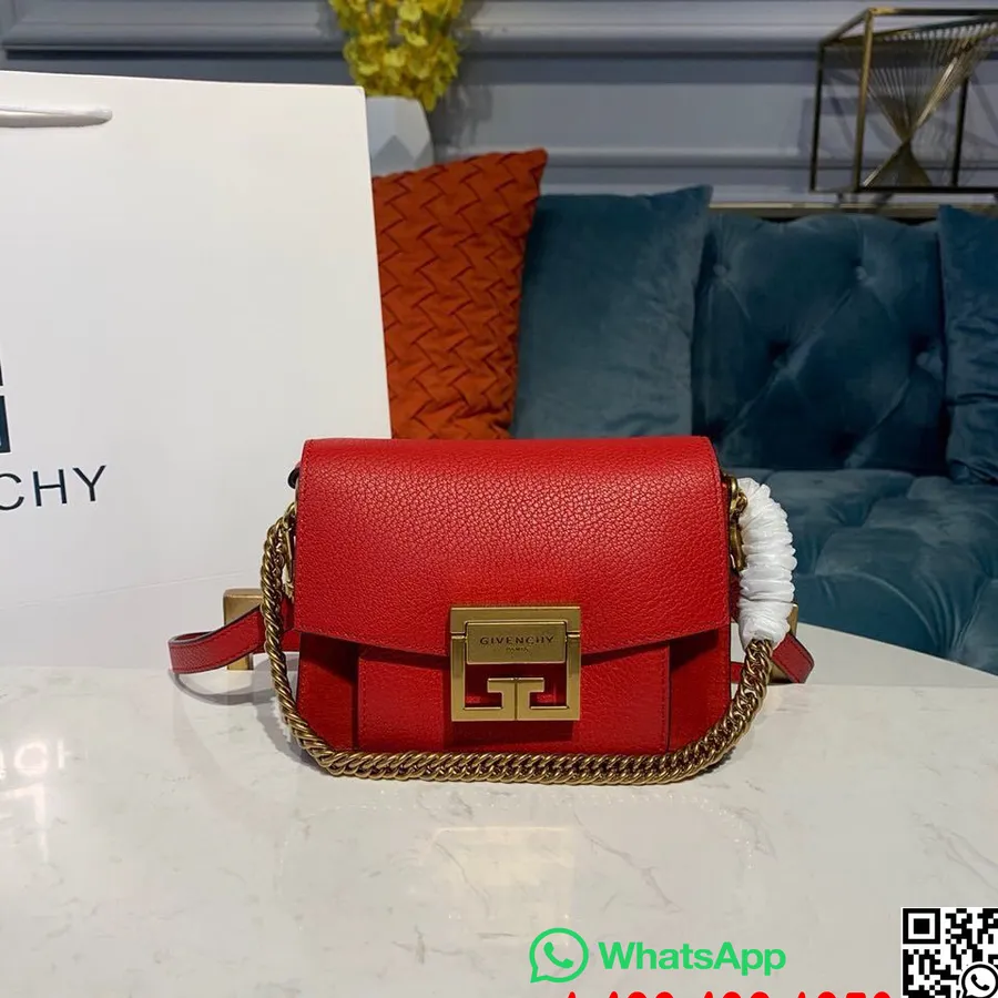 Sac Bandoulière Gavechy Gv3 18cm Cuir De Veau Collection Automne/hiver 2019, Rouge