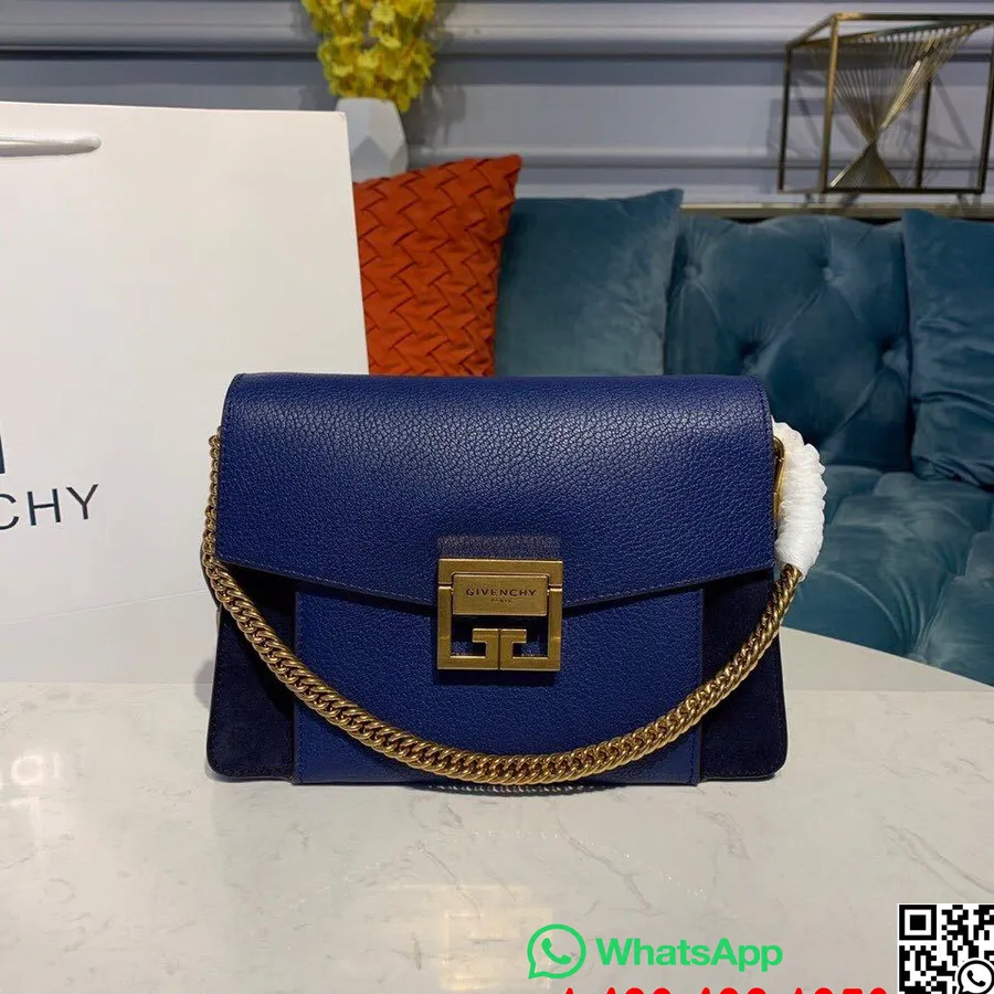 Bolso De Hombro Givenchy Gv3 22 Cm Piel De Becerro Colección Otoño/invierno 2019, Azul Eléctrico