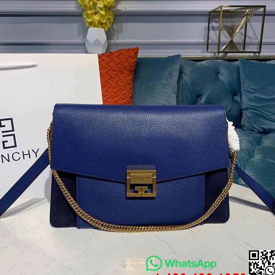 Bolso De Hombro Givenchy Gv3 30cm Piel De Becerro Colección Otoño/invierno 2019, Azul Eléctrico