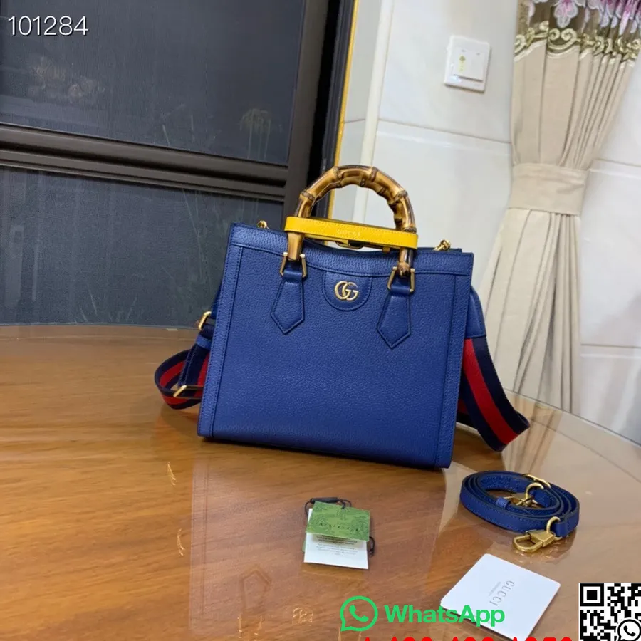 Tas Jinjing Kecil Gucci Diana 27cm 702721 Koleksi Kulit Anak Sapi Musim Gugur/dingin 2022, Biru Tua