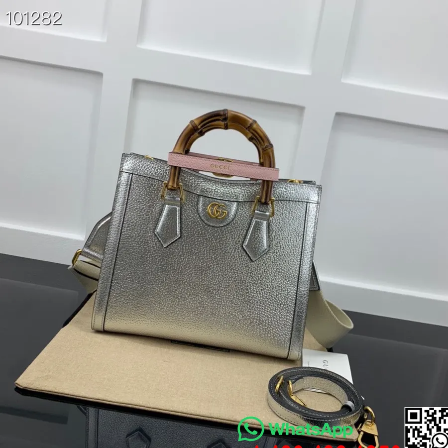 Tas Jinjing Kecil Gucci Diana 27cm 702721 Koleksi Kulit Anak Sapi Musim Gugur/dingin 2022, Perak