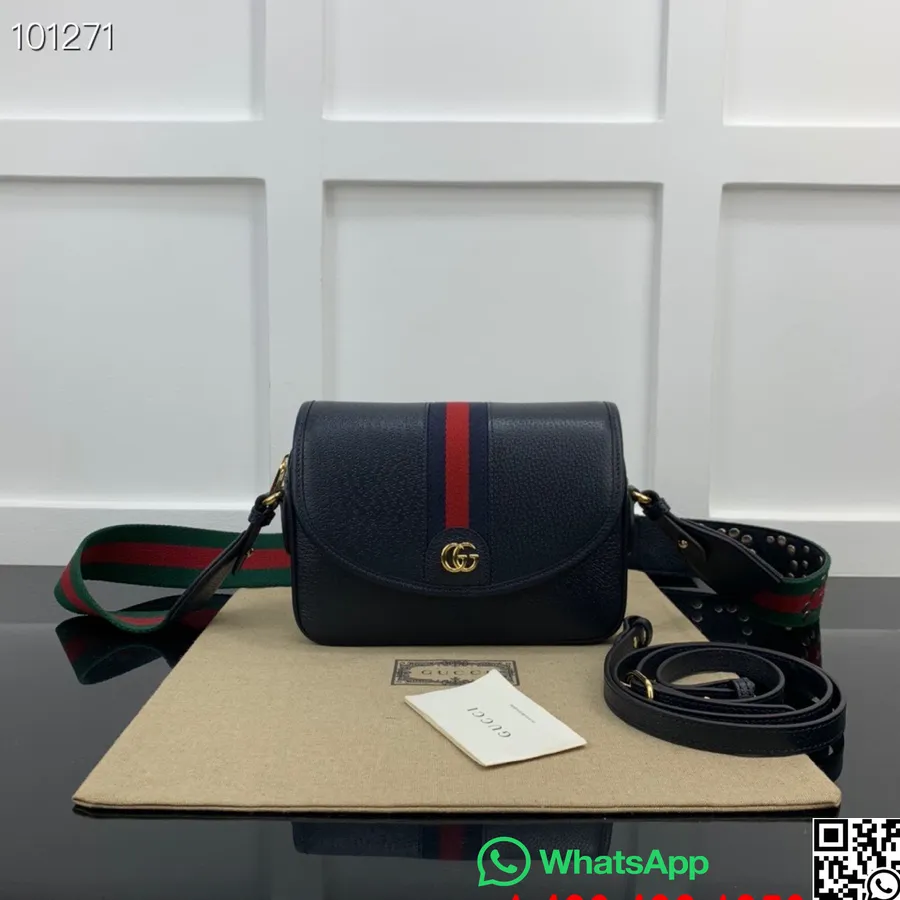 Tas Bahu Mini Gucci Ophidia 23cm 722117 Koleksi Musim Gugur/dingin Kulit Anak Sapi 2022, Biru Tua