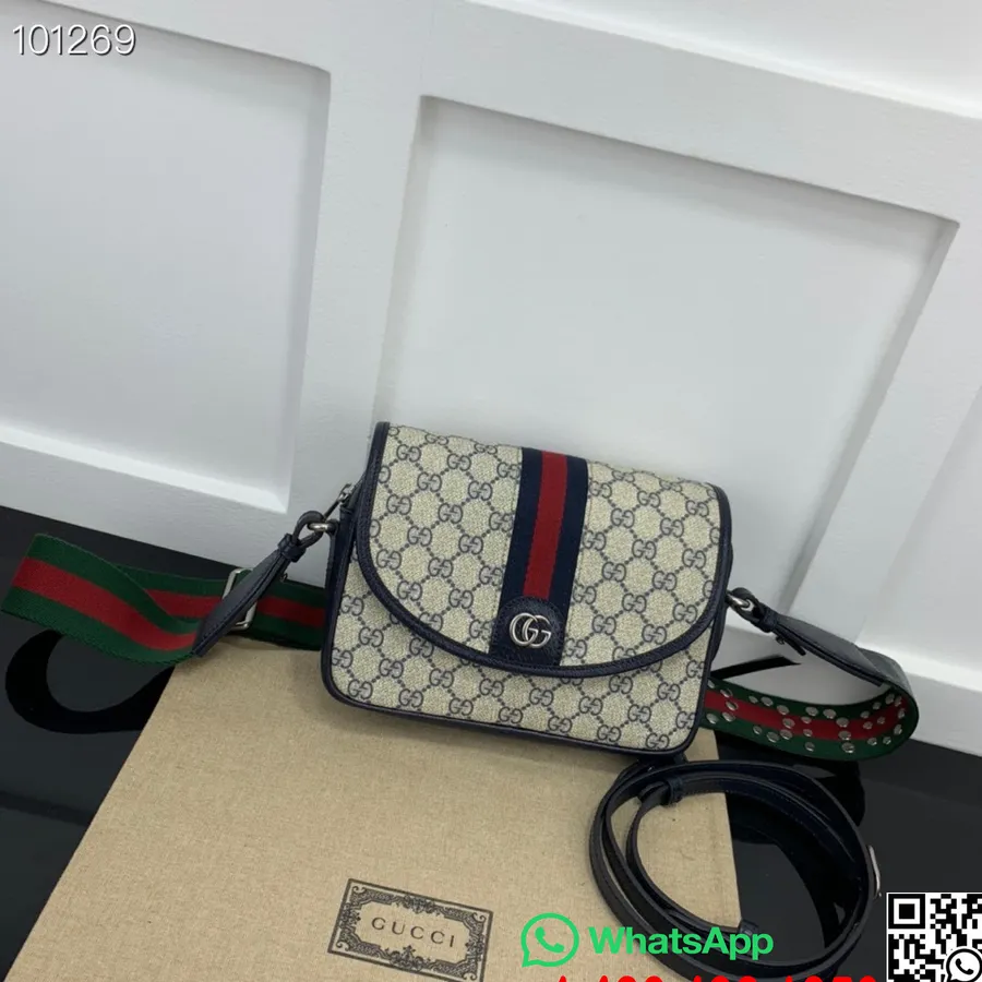 Gucci Ophidia Mini Gg תיק כתף 23 ס"מ 722117 עור עגל קולקציית סתיו/ חורף 2022, כחול כהה