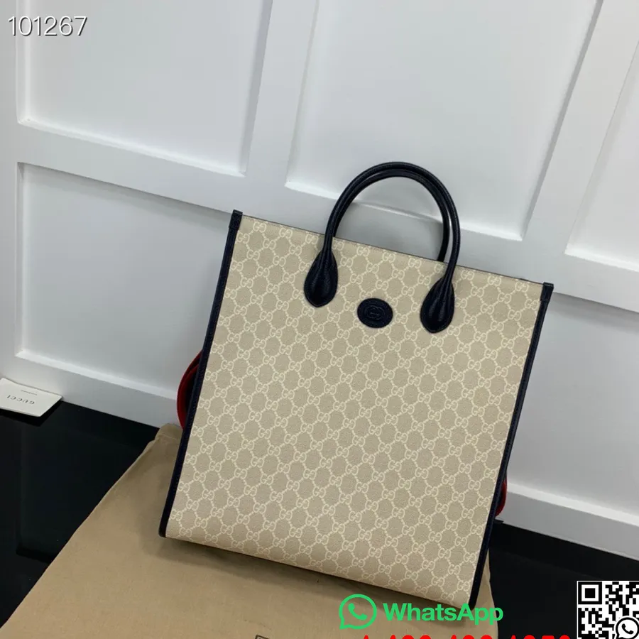 Gucci Borsa Tote Media In Tela Gg Suprema 38 Cm 703264 Pelle Di Vitello Collezione Autunno/inverno 2022, Beige/bianco