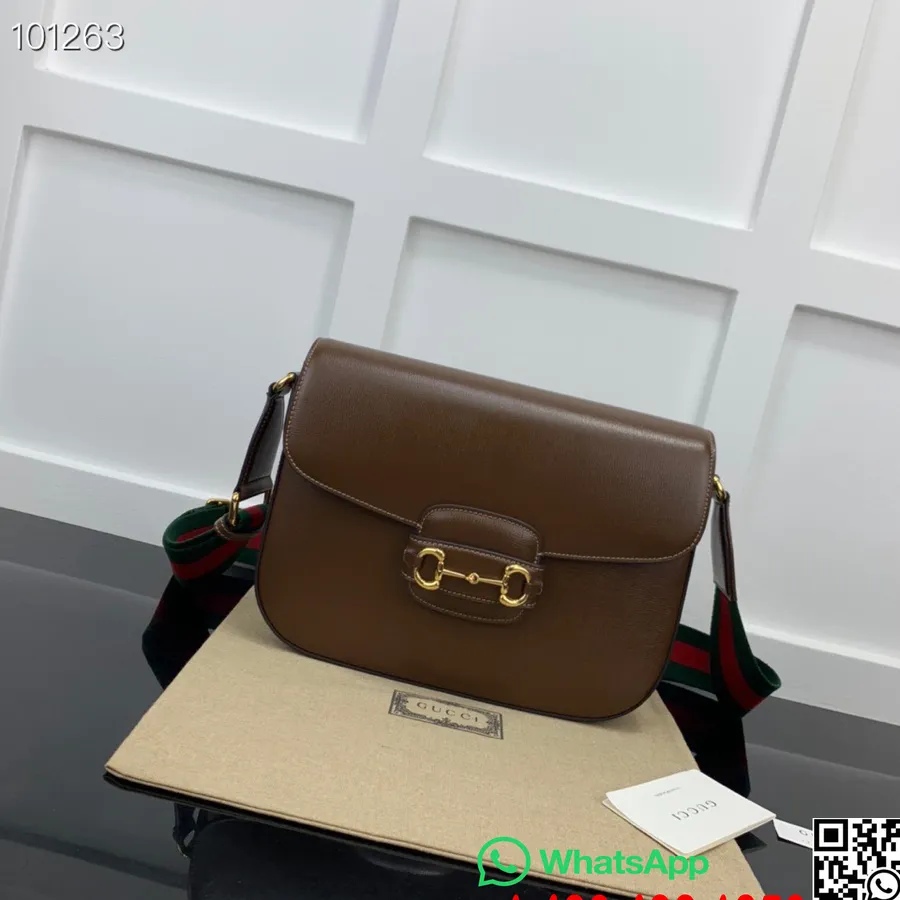 Bolsa De Ombro Gucci Horsebit 1955 30cm 700457 Couro De Bezerro Coleção Outono/inverno 2022, Marrom