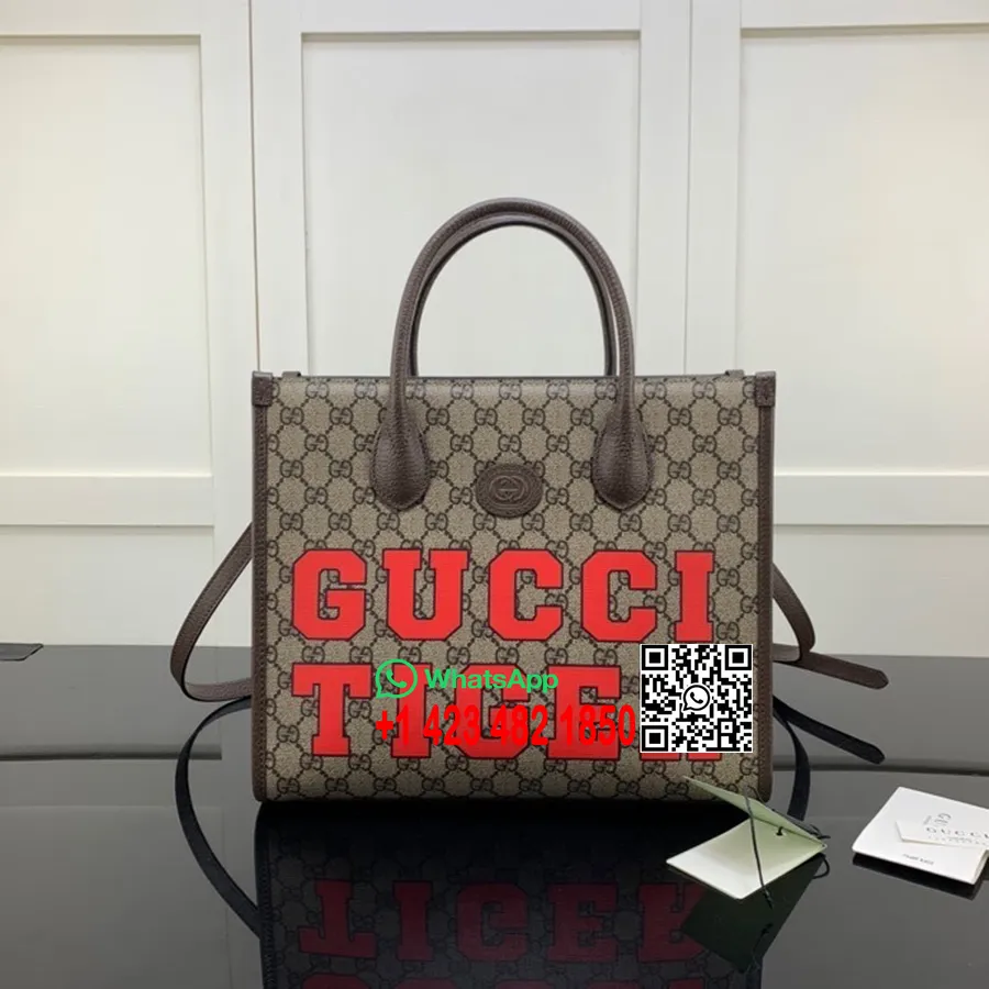 Sac Cabas Gucci 31cm 659983 Cuir De Veau Collection Printemps/été 2022, Marron/rouge