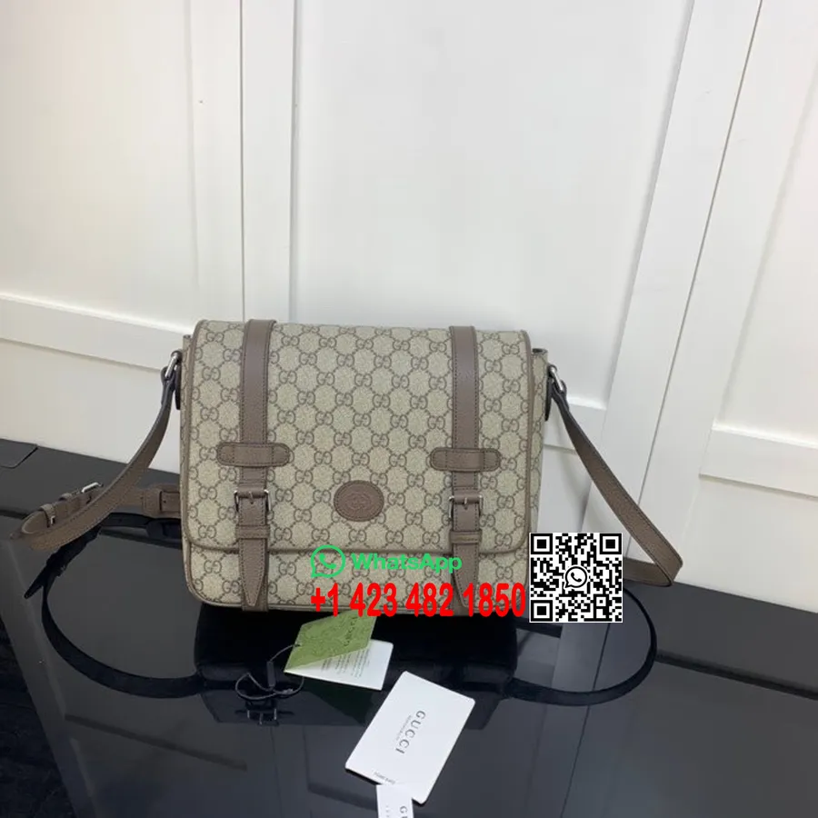 Sac Messager Gucci Gg 28cm 658542 Cuir De Veau Collection Printemps/été 2022, Marron