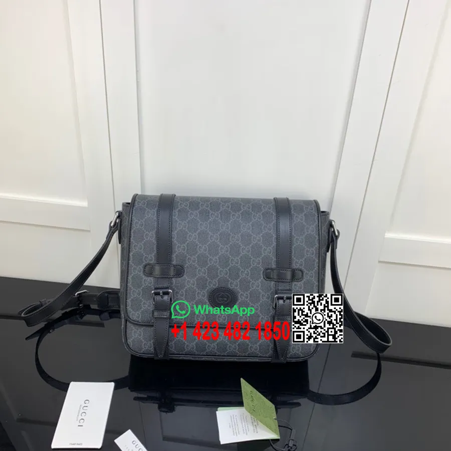 Sac Messager Gucci Gg 28cm 658542 Cuir De Veau Collection Printemps/été 2022, Bleu Nuit