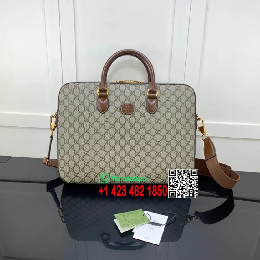 Gucci üzleti Tok Egymásba Zárható G Táskával 40cm 674140 Borjúbőr 2022 Tavaszi/nyári Kollekció, Barna