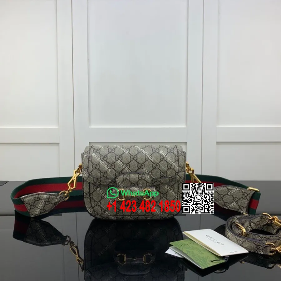 Gucci X Balenciaga Hakeru Projekts Horsebit 1955 Jumbo Gg Mini Soma 20cm 658574 Teļa āda 2022. Gada Pavasara/vasaras Kolekcija