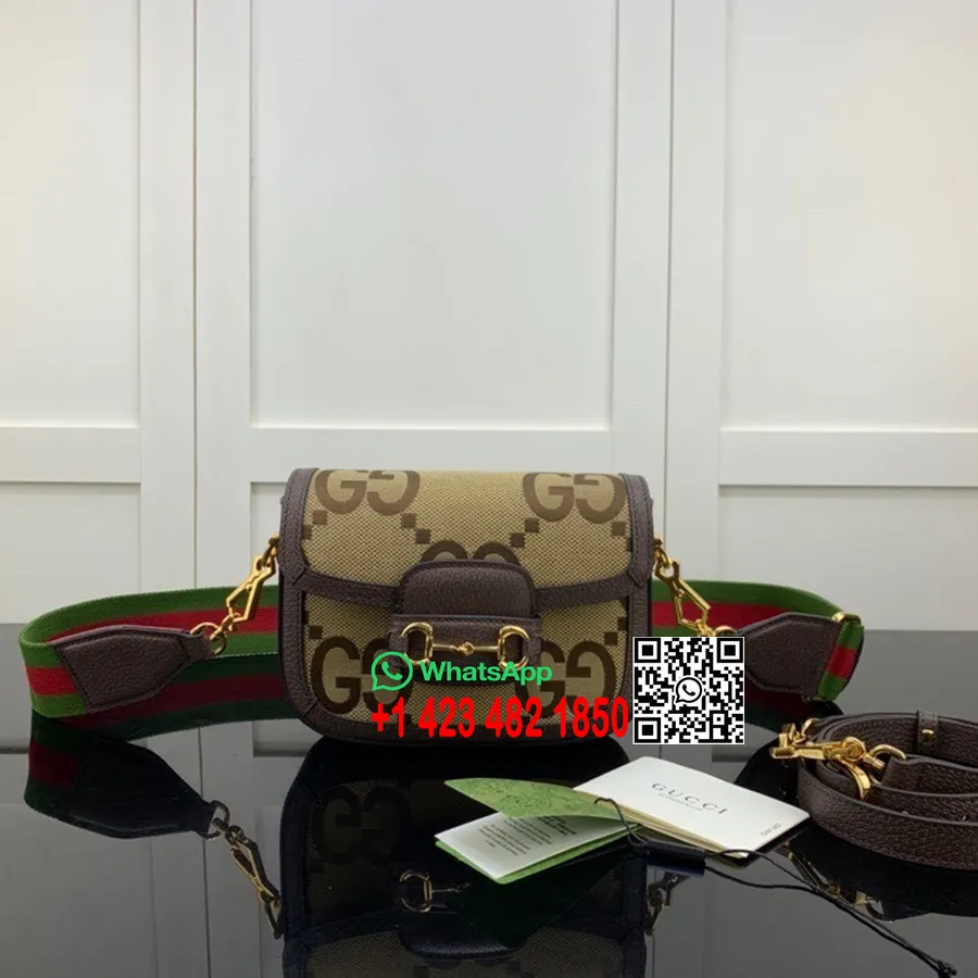 Gucci Horsebit 1955 Jumbo Gg Mini Taška 20cm 658574 Teľacia Koža Kolekcia Jar/leto 2022, Hnedá