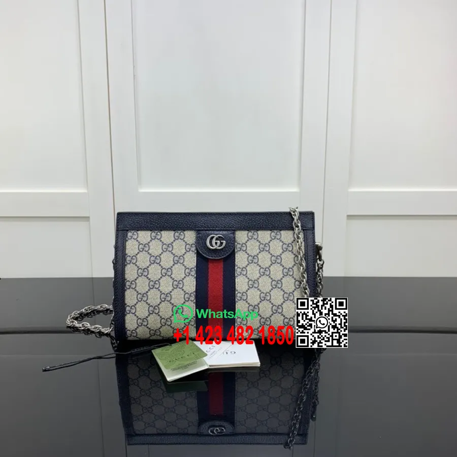 Gucci Ophidia Gg Táska 26 Cm 503877 Borjúbőr 2022 Tavaszi/nyári Kollekció, Sötétkék