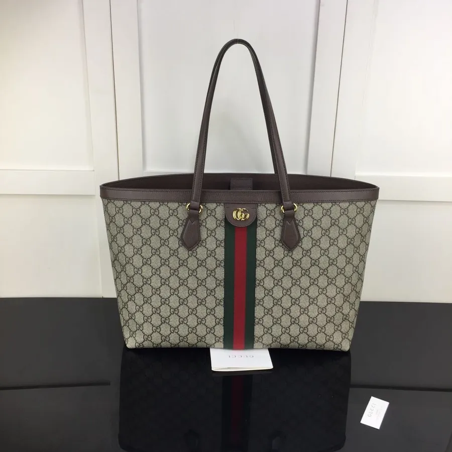 Gucci Ophidia Gg Bevásárlótáska 38 Cm 631685 Borjúbőr 2022 Tavaszi/nyári Kollekció, Barna