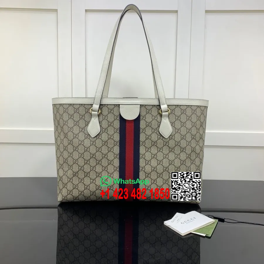 Gucci Ophidia Gg Bevásárlótáska 38 Cm 631685 Borjúbőr 2022 Tavaszi/nyári Kollekció, Fehér