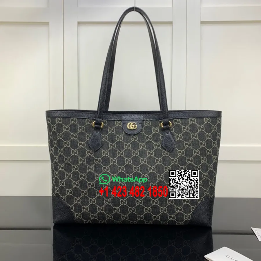 Gucci Ophidia Gg Bevásárlótáska 38 Cm 631685 Farmer Jacquard/borjúbőr 2022 Tavaszi/nyári Kollekció, Fekete