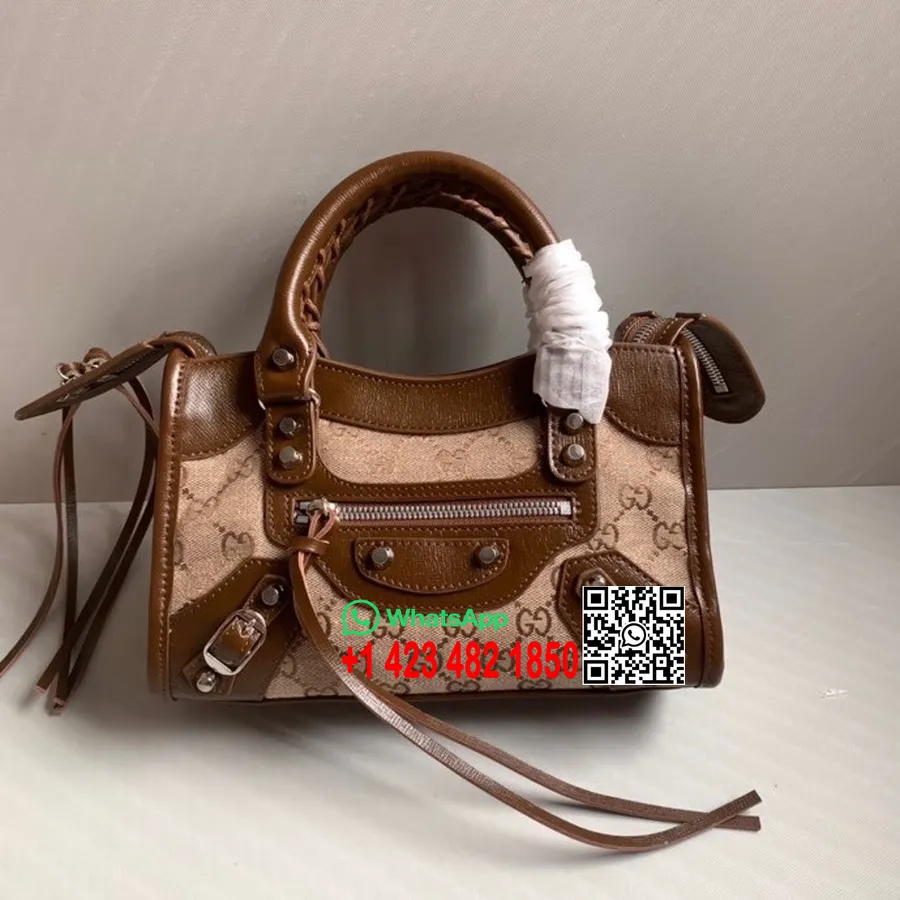 Gucci X Balenciaga The Hacker Project Tas Neo Klasik Kecil 24cm Kulit Anak Sapi Koleksi Musim Semi/musim Panas 2022, Coklat