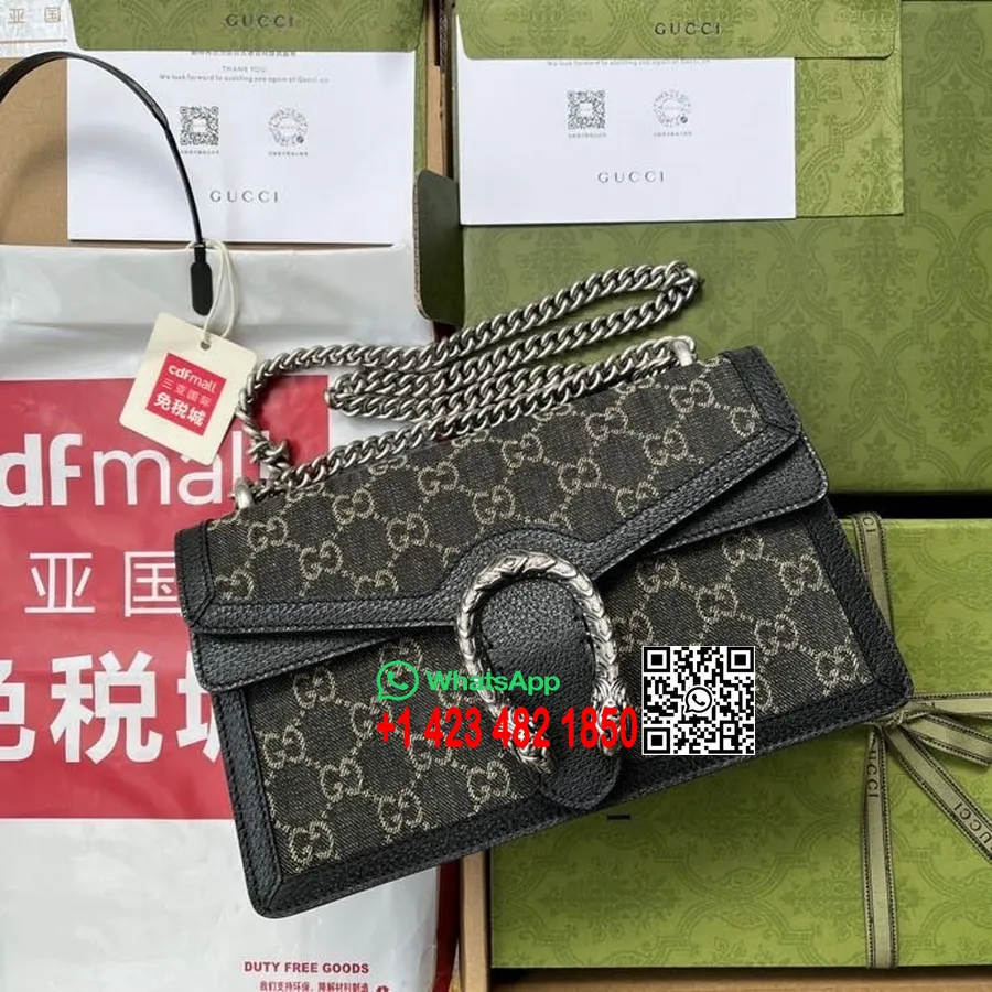 Gucci Dionysus Gg Omuz çantası 28cm 400249 Denim Jakarlı/dana Deri İlkbaharyaz 2022 Koleksiyonu, Siyah