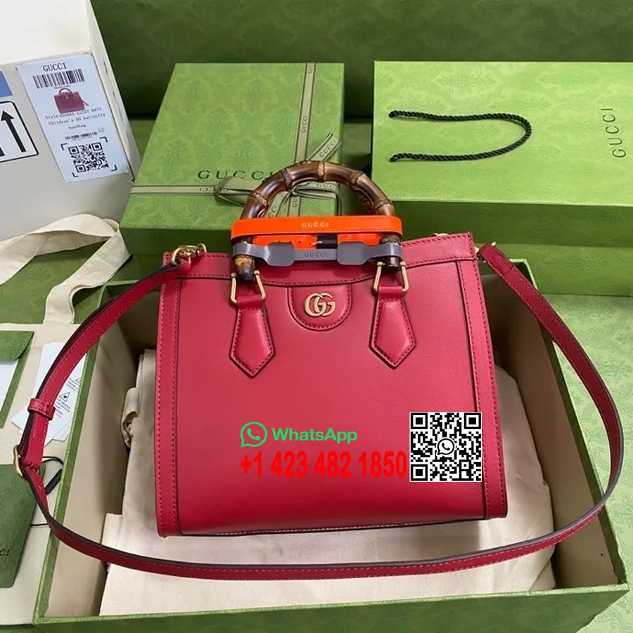 Gucci Diana Bambusa Soma 27cm 660195 Teļa āda Pavasara/vasaras 2022 Kolekcija, Sarkana