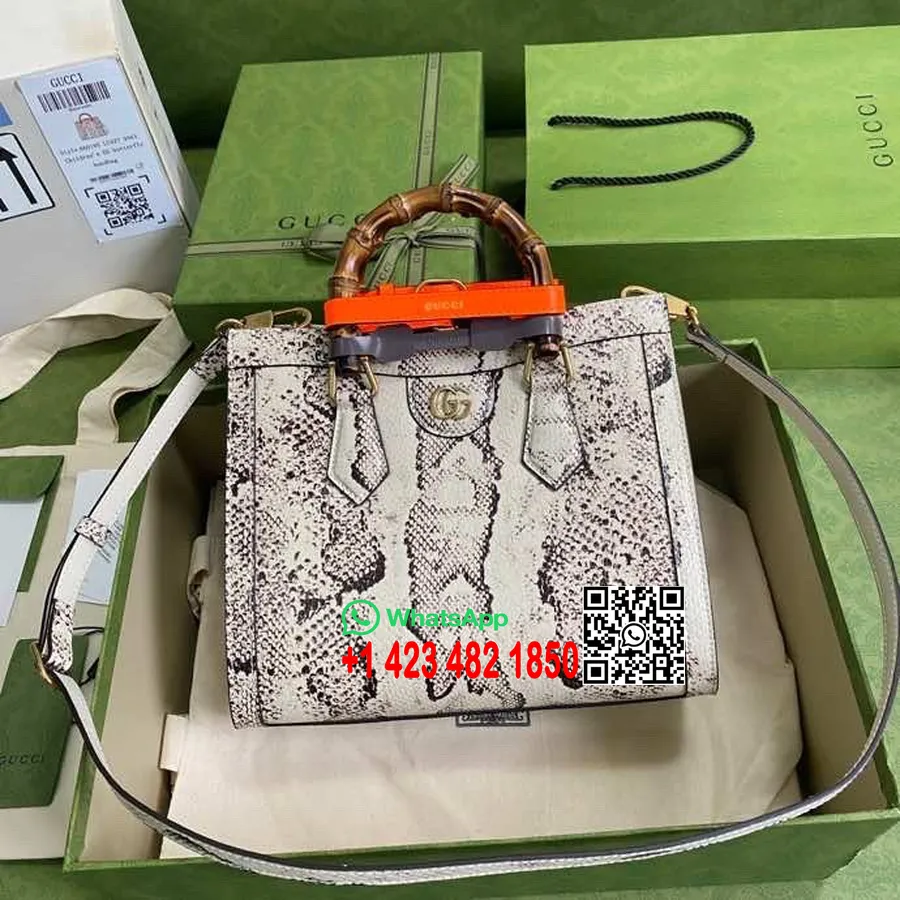 Gucci Python Diana Bambu Tote Çanta 27cm 660195 Dana Derisi İlkbahar/yaz 2022 Koleksiyonu, Nötr