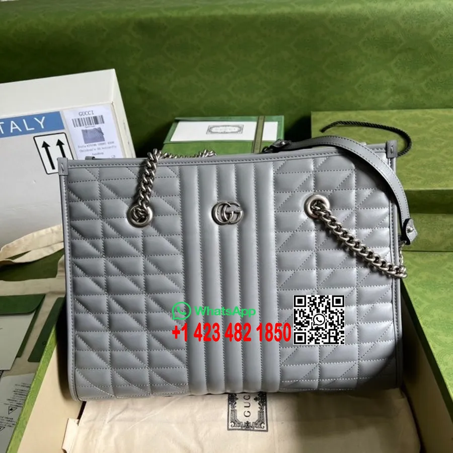 Bolso Tote Gucci Gg Marmont 35cm 675796 Piel De Becerro Matelasse Colección Primavera/verano 2022, Gris