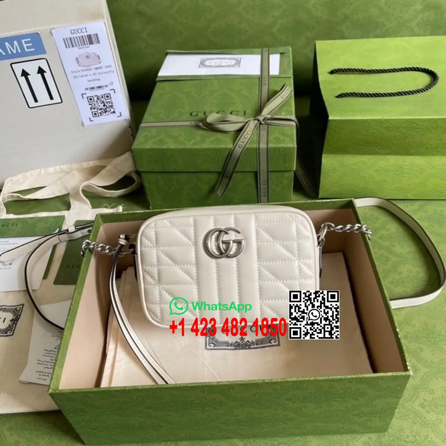 Geanta De Umar Gucci Gg Marmont Small Matelasse 18cm 634936 Piele De Vitel Matelasse Colectia Primavara/vara 2022, Alb