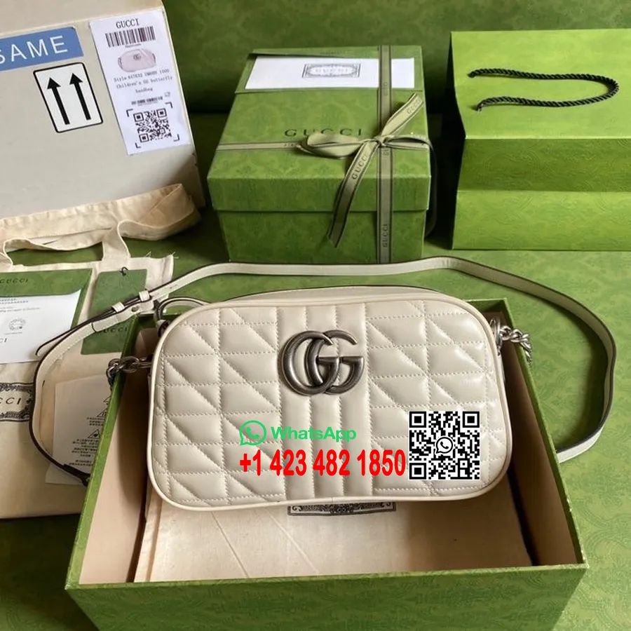 Gucci Gg Marmont Petit Sac Bandoulière Matelasse 24cm 447632 Cuir De Veau Matelasse Collection Printemps/été 2022, Blanc