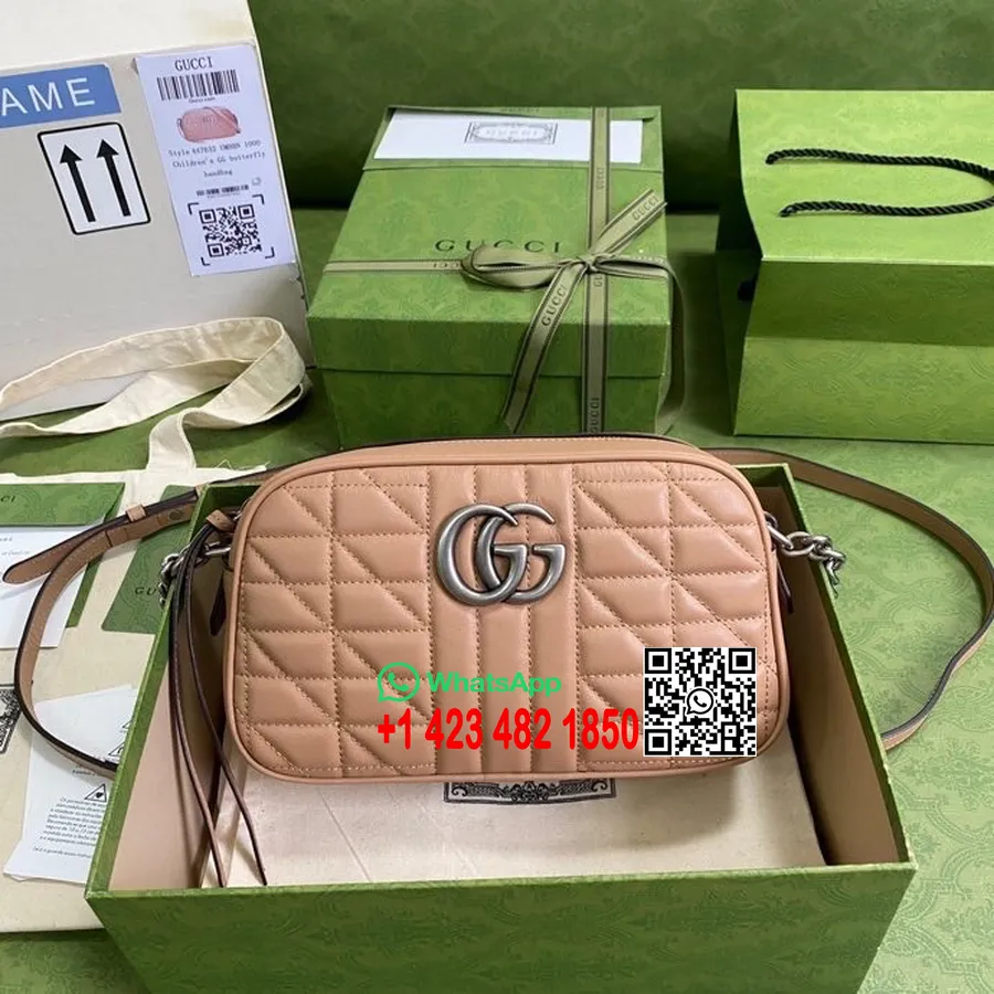 Gucci Gg Marmont Väike Matelassist õlakott 24cm 447632 Matelasse Vasikanahast Kevad/suvi 2022 Kollektsioon, Beež