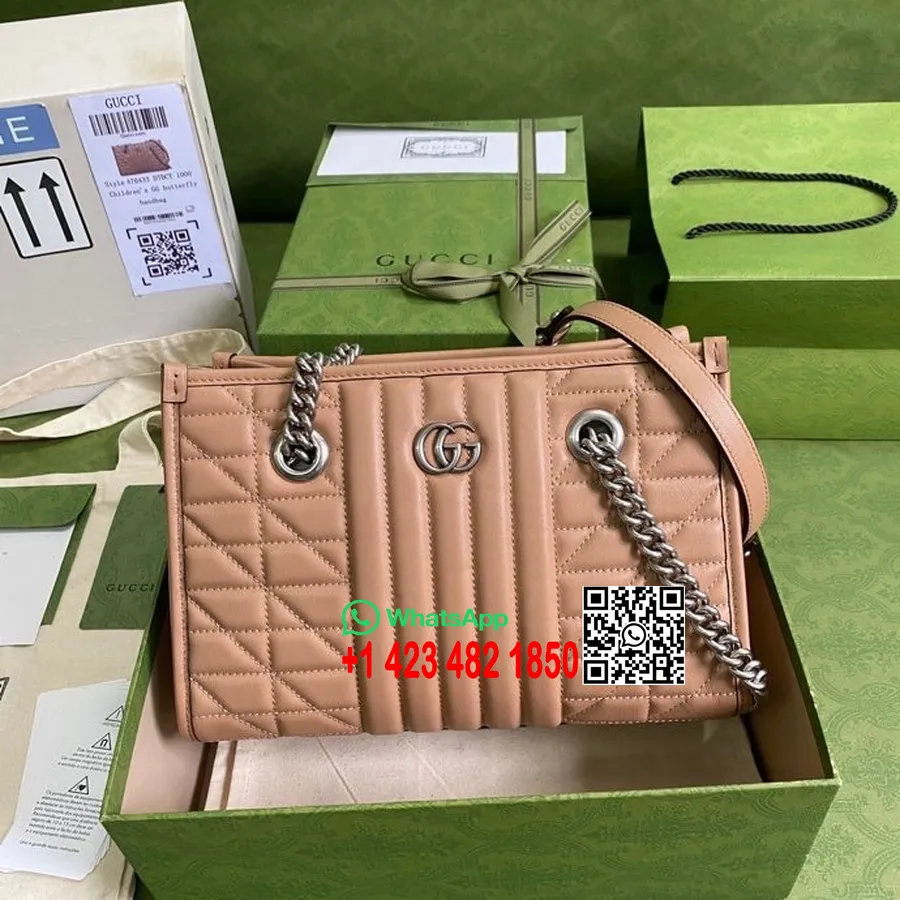 Gucci Gg Marmont Kantolaukku 26cm 681483 Matelasse Vasikannahkaa Kevät/kesä 2022 Mallisto, Beige