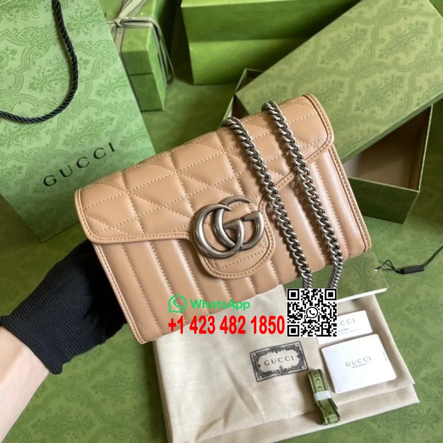 Tas Bahu Gucci Gg Marmont 20cm 475575 Koleksi Musim Semi/musim Panas Kulit Anak Sapi Matelasse 2022, Krem