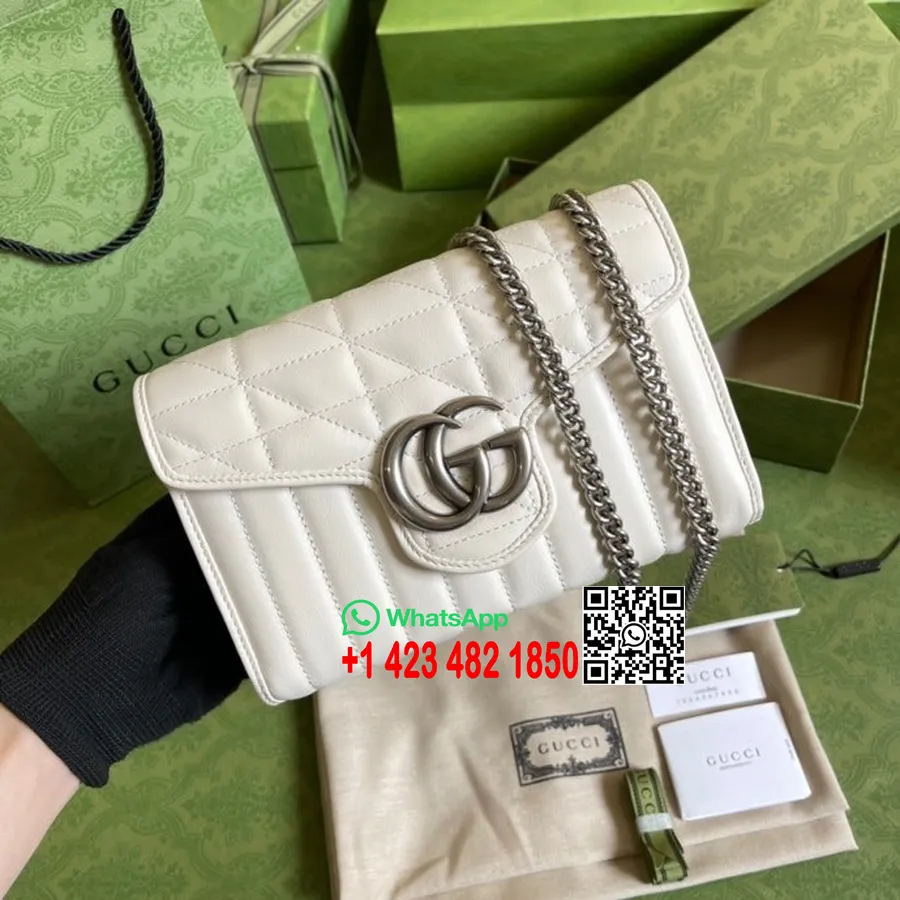 Bolso De Hombro Gucci Gg Marmont 20cm 475575 Piel De Becerro Matelasse Colección Primavera/verano 2022, Blanco