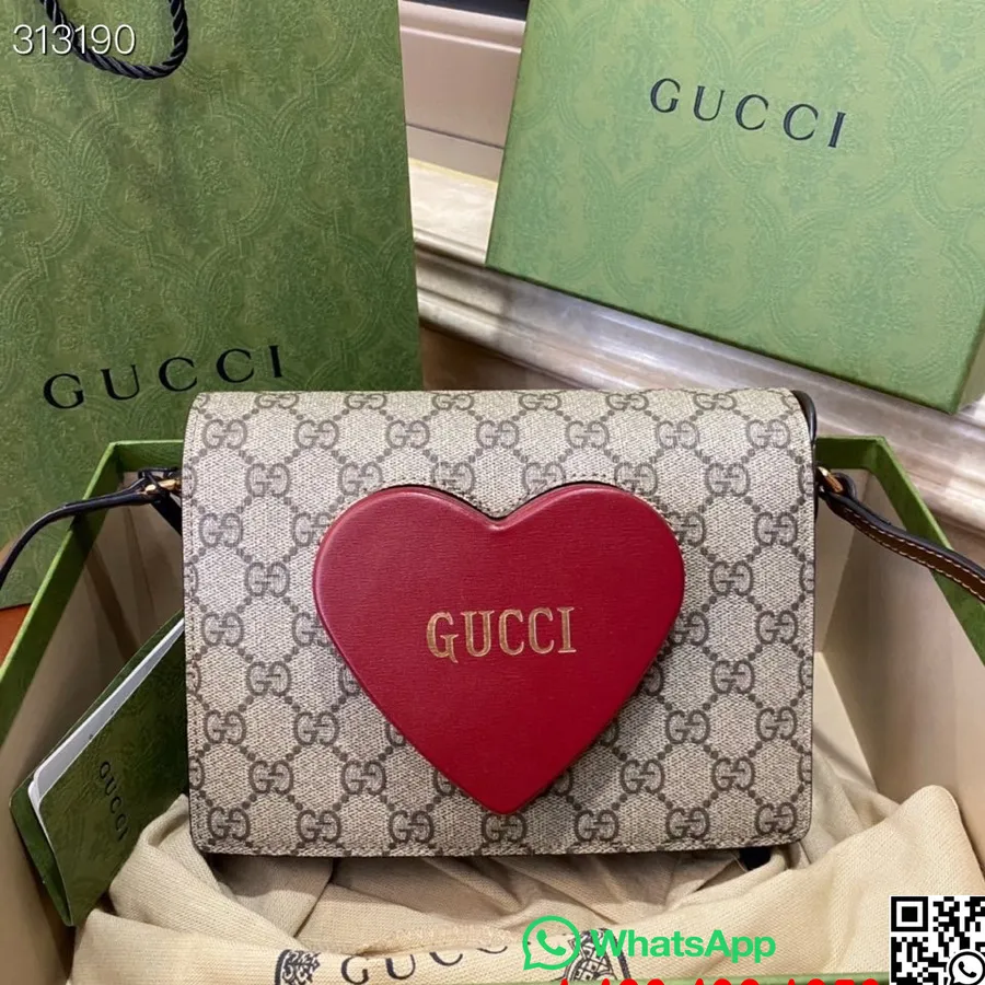 Gucci Valentýnská Mini Gg Supreme Plátěná Taška Přes Rameno 20cm 637048 Teletinová Kůže Kolekce Podzim/zima 2021, Hnědá