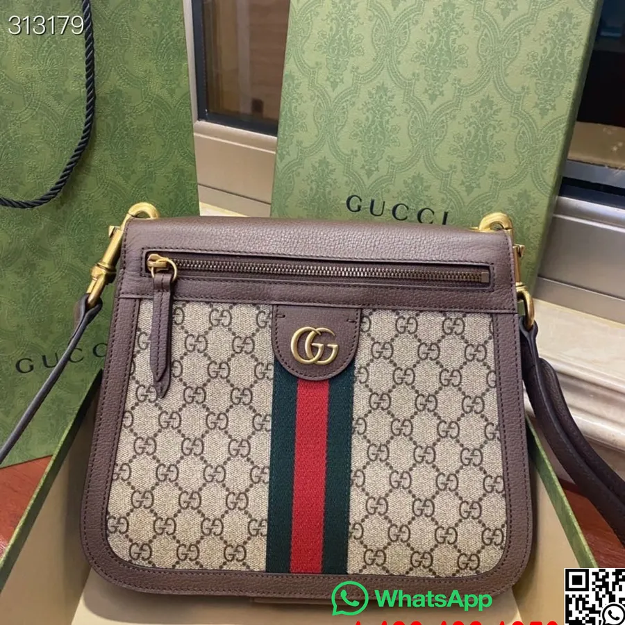 Gucci Ophidia Ruskind Sadeltaske 28 Cm 523658 Kalveskind Efterår/vinter 2021 Kollektion, Brun