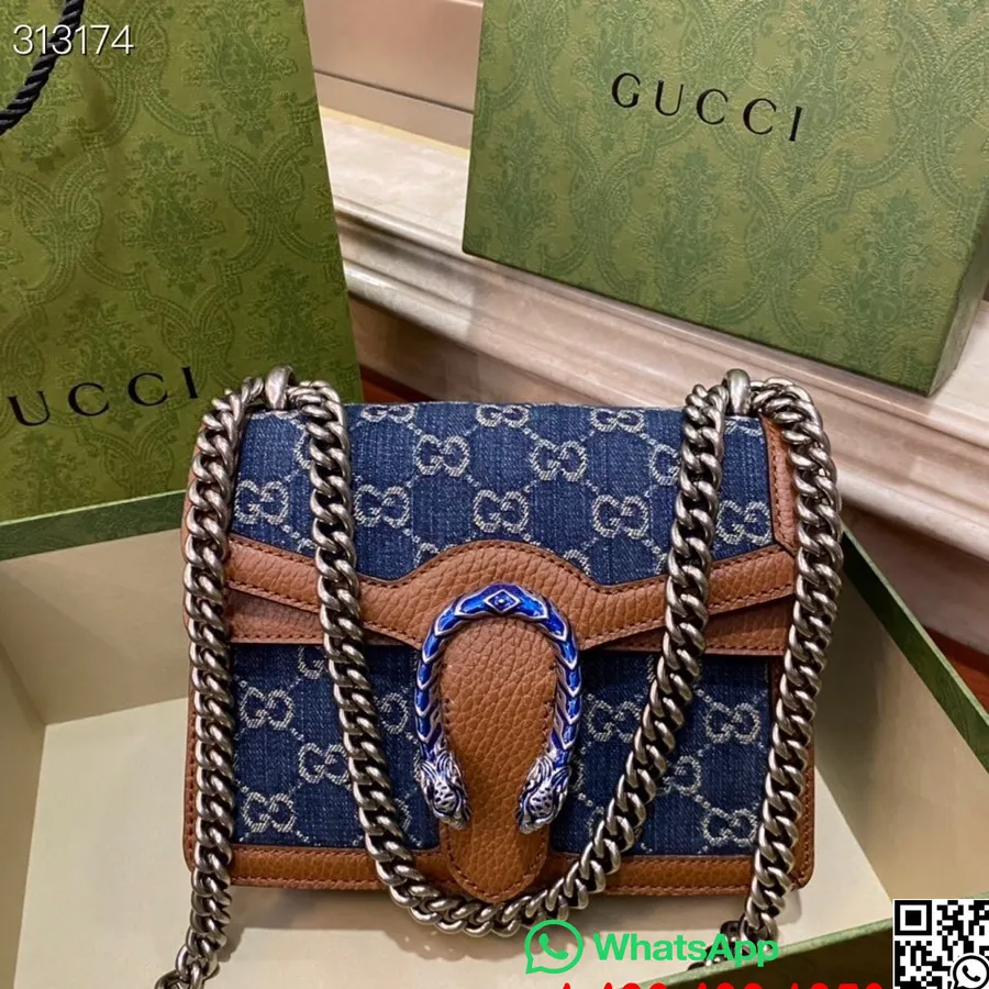 Gucci Dionysus Taşlı Çanta 20cm 421970 Dana Deri Sonbahar/kış 2021 Koleksiyonu, Denim Mavi