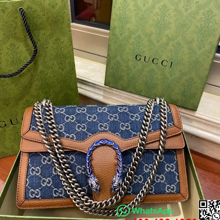 Gucci Dionysus Rhinestone Bag 28cm 400249 Kalveskinn Høst/vinter 2021 Kolleksjon, Denimblå