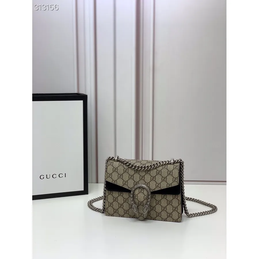 Gucci Dionysus Umhängetasche 20 Cm 421970 Kalbsleder Frühjahr/sommer 2022 Kollektion, Schwarz