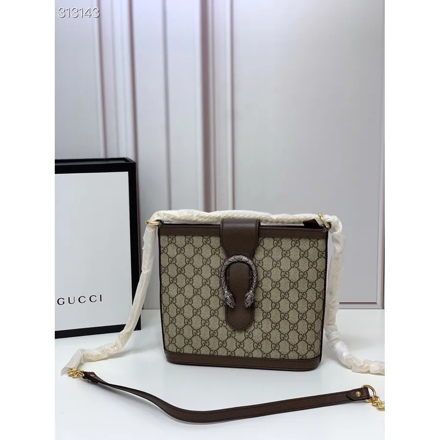 Gucci Gg Supreme Dionysus Mittelgroße Beuteltasche 499622 24,5 Cm 476432 Kalbsleder Frühjahr/sommer 2022 Kollektion, Braun