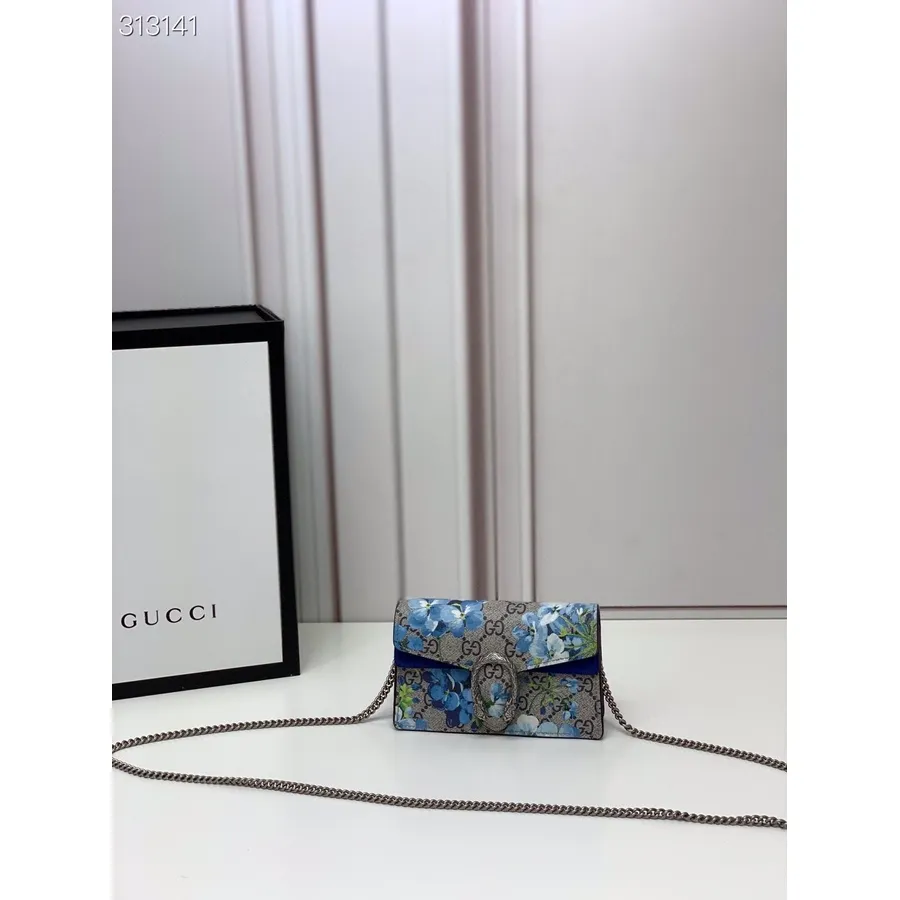 Gucci Dionysus Floral Umhängetasche 16 Cm 476432 Kalbsleder Frühjahr/Sommer 2022 Kollektion, Blau