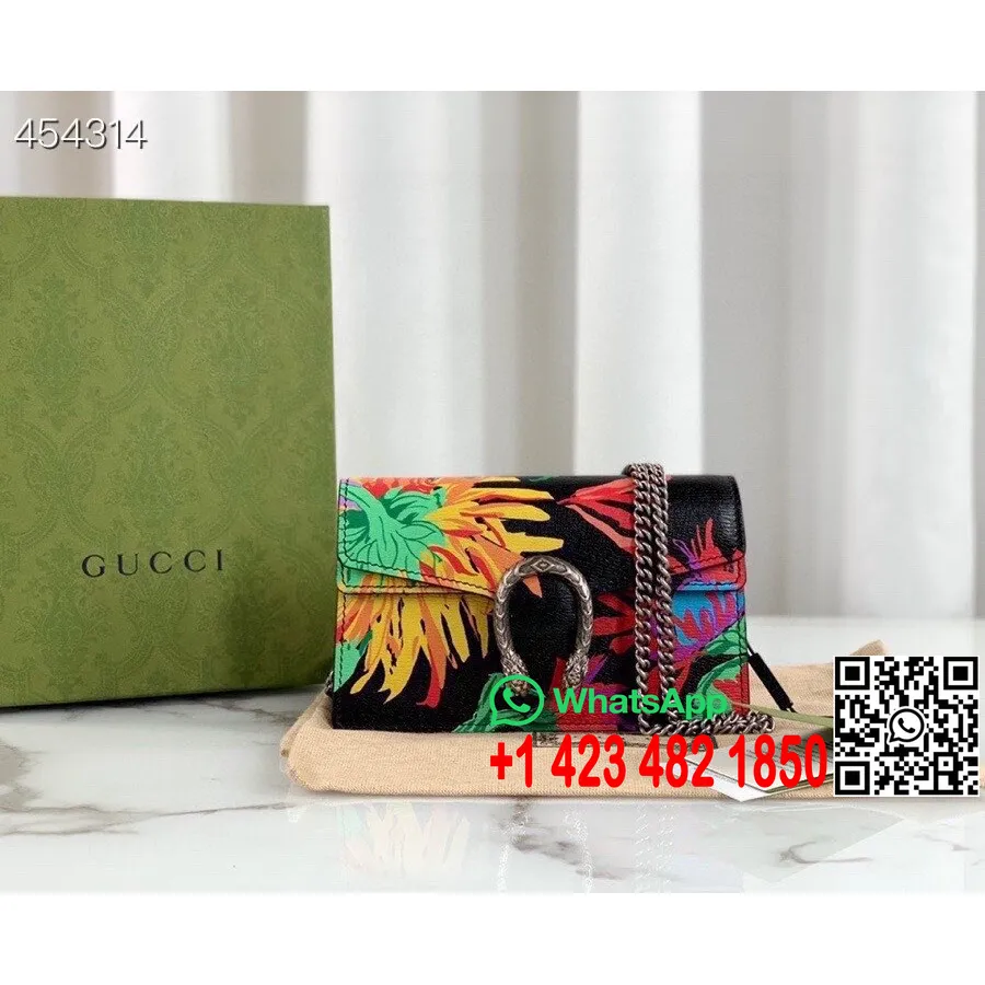 Gucci Ken Scott Mini Dionysus Axelväska 20cm 400249 Kalvskinnsläder Vår/sommar 2021 Kollektion, Blommig Svart