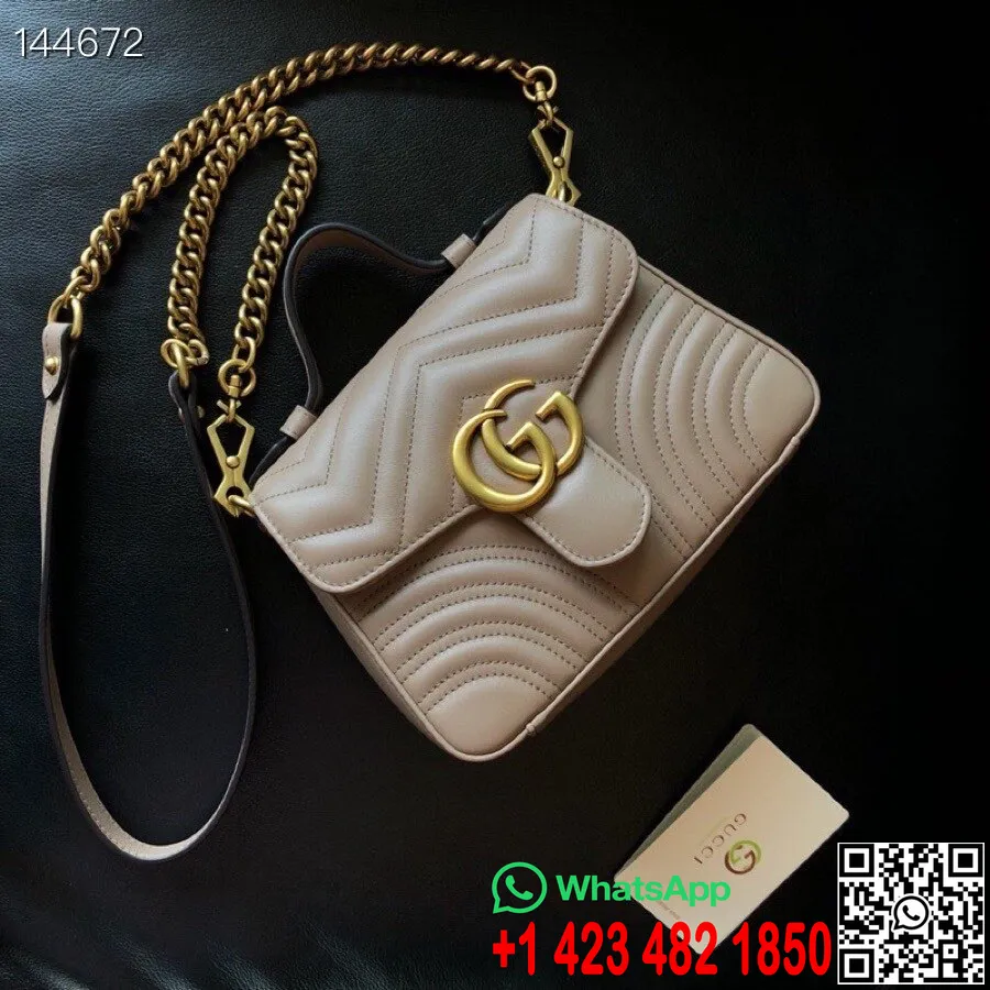 Bolso Gucci Marmont Con Asa Superior 22 Cm Piel De Becerro, Beige