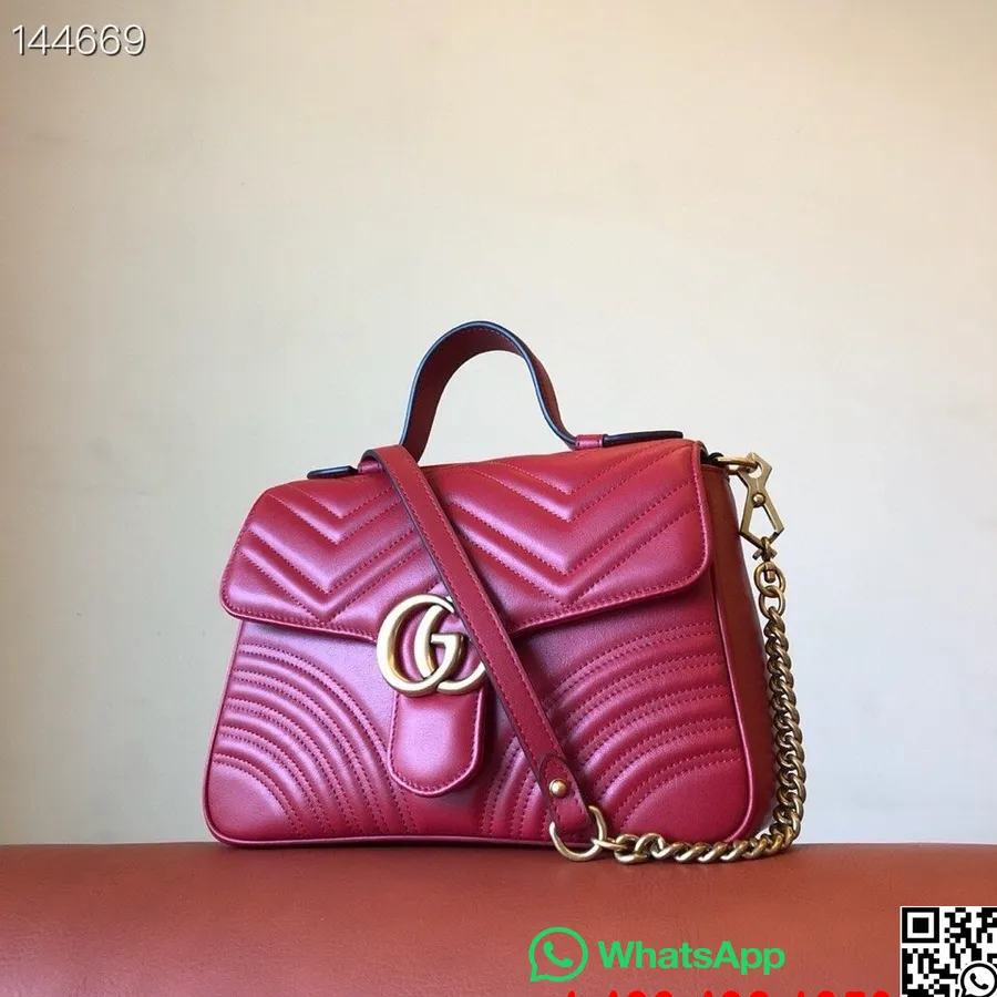 Gucci Top Handle Marmont Bag 28cm Calfskin Leather, Red